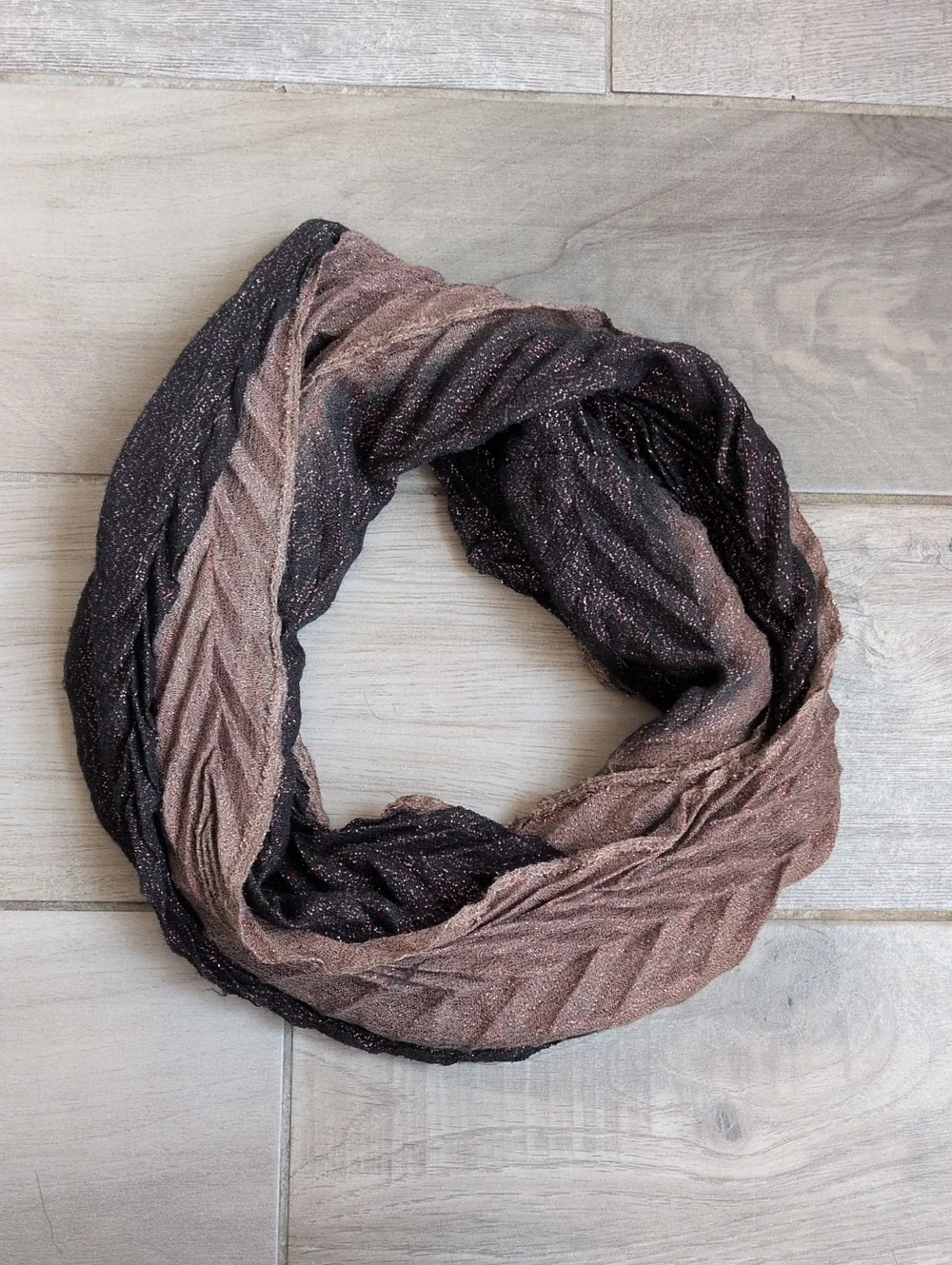 Shimmery Black and Brown Infinity Scarf